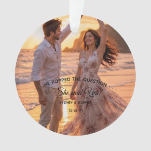She Said Yes Beach Sunset Engagement Ornament