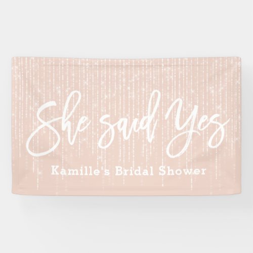 She said yes bridal shower blush string lights banner