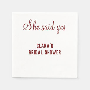 she said yes bridal shower party add name text napkins