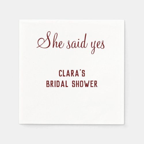 she said yes bridal shower party add name text napkins