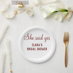 she said yes bridal shower party add name text paper plates