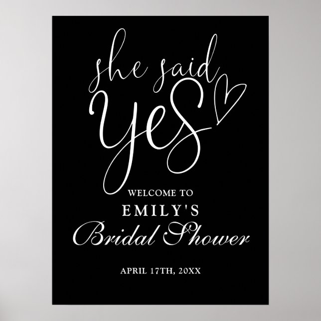 She Said Yes Bridal Shower Welcome Sign (Front)