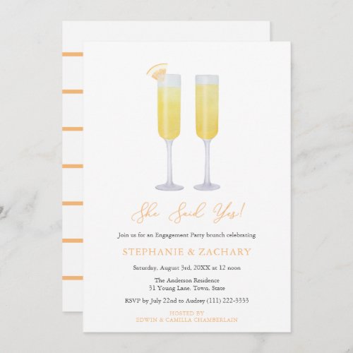 She Said Yes Brunch Bubbly Engagement Party Invitation