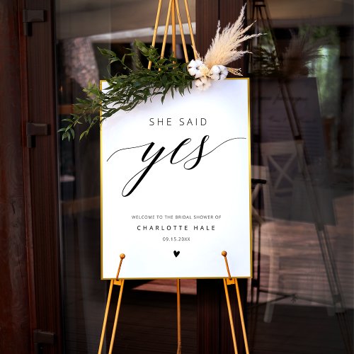 She Said Yes Calligraphy Bridal Shower Sign