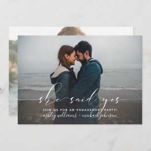 She Said Yes Calligraphy Engagement 2 Photo Invite