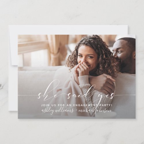 She Said Yes Calligraphy Engagement Party Invite
