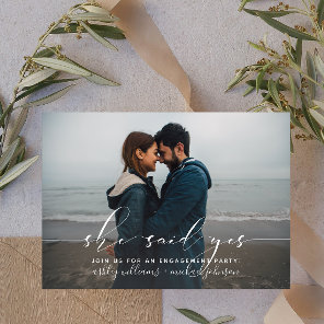 She Said Yes Calligraphy Engagement Party Invite
