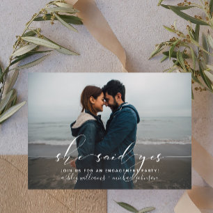 She Said Yes Calligraphy Engagement Party Invite