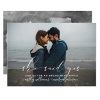 She Said Yes Calligraphy Engagement Party Invite