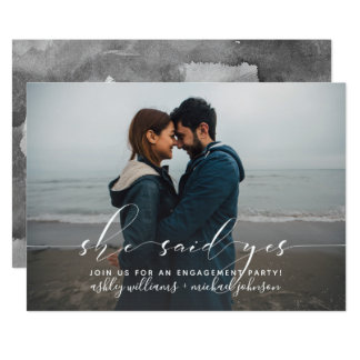 She Said Yes Calligraphy Engagement Party Invite