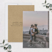 She Said Yes Calligraphy Kraft Photo Engage Party