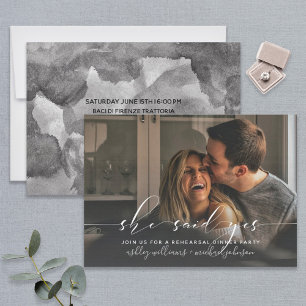 SHE SAID YES Calligraphy Rehearsal Dinner Invite