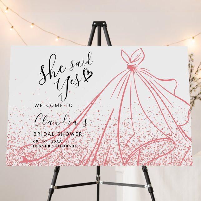 She Said Yes Cherished Moment Bridal Shower Foam Board (In Situ (Stand))