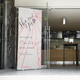 She Said Yes Cherished Moment Bridal Shower  Retractable Banner