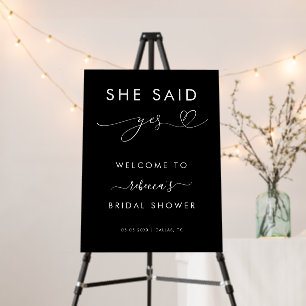 She Said Yes Chic Heart Bridal Shower Welcome Sign