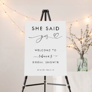 She Said Yes Chic Heart Bridal Shower Welcome Sign