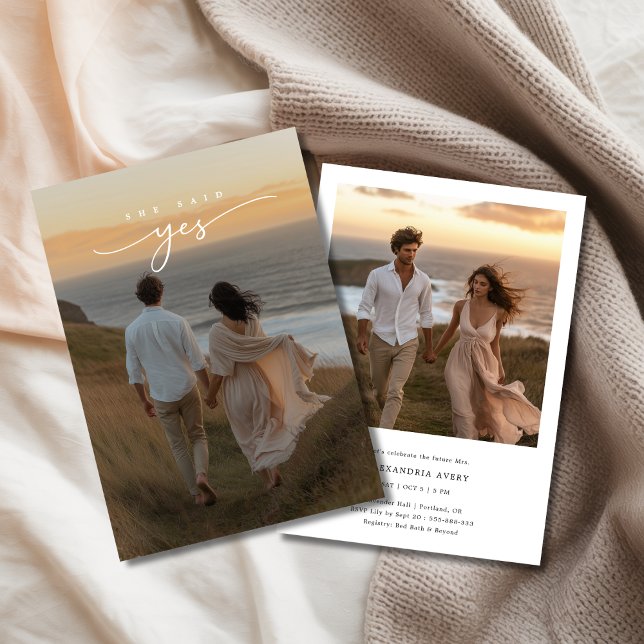 She Said Yes Coastal Cliff Photo Bridal Shower Invitation (Creator Uploaded)
