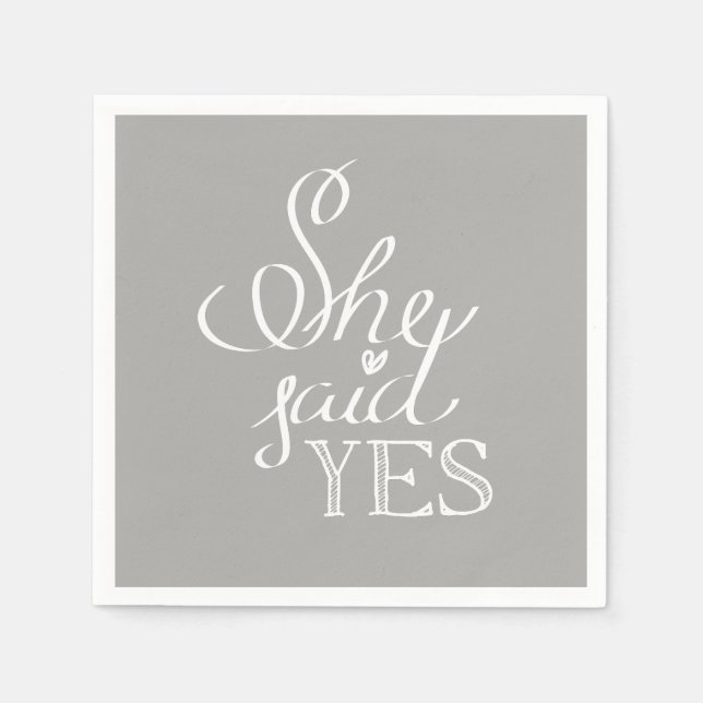 She Said YES Cocktail Napkins (Front)