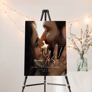 She Said Yes Couple Photo Engagement Sign Board
