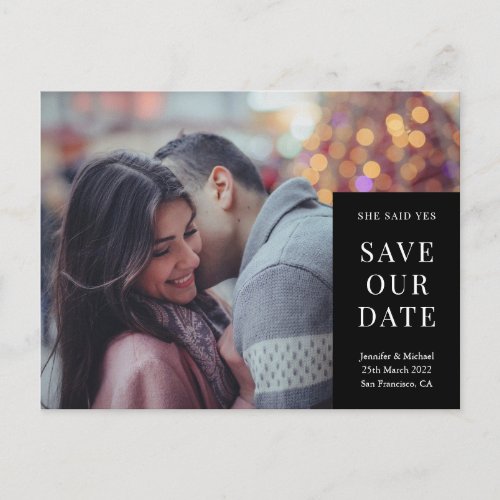 She Said Yes Custom Photo Save Our Date Announceme Announcement Postcard