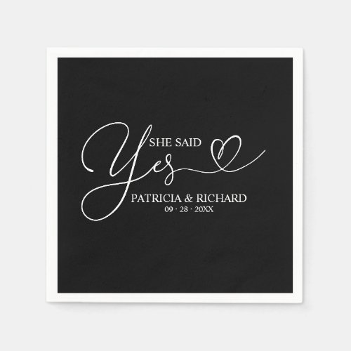 She Said Yes Cute Engagement Party Napkins