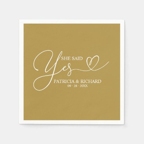 She Said Yes Cute Engagement Party Napkins