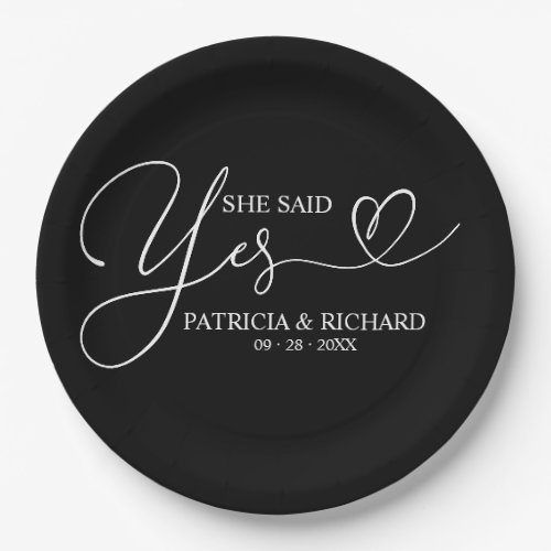 She Said Yes Cute Engagement Party Paper Plate
