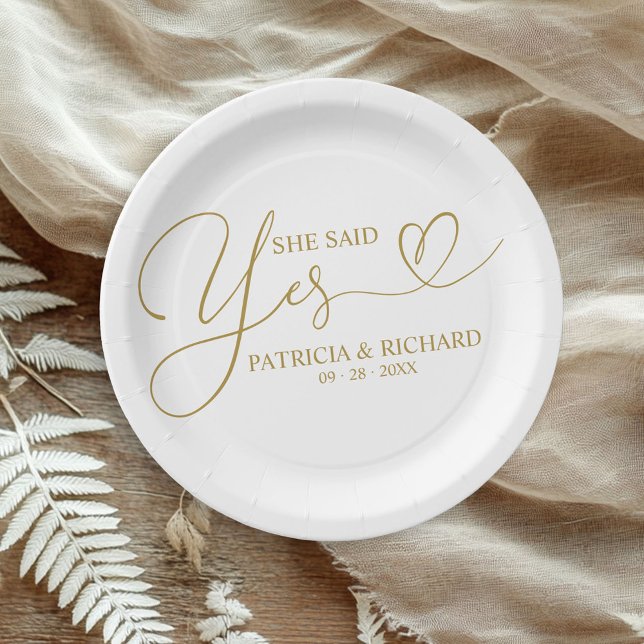 She Said Yes Cute Engagement Party Paper Plate (Creator Uploaded)