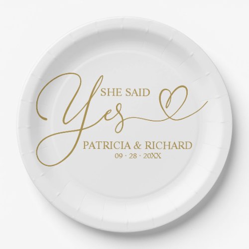She Said Yes Cute Engagement Party Paper Plate