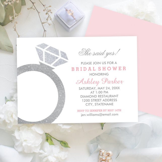 She Said Yes Diamond Ring Wedding Shower Invitation (Creator Uploaded)