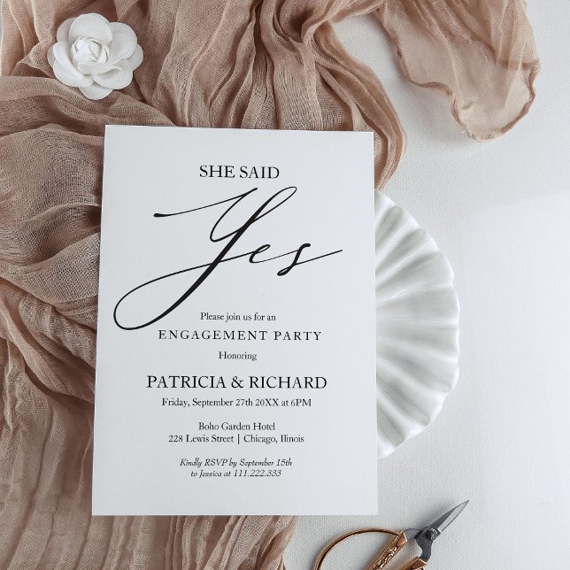 She Said Yes Elegant Engagement Party Invitation (Creator Uploaded)