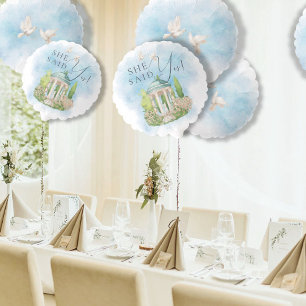 She Said Yes! Elegant Gazebo statue Wedding doves Balloon