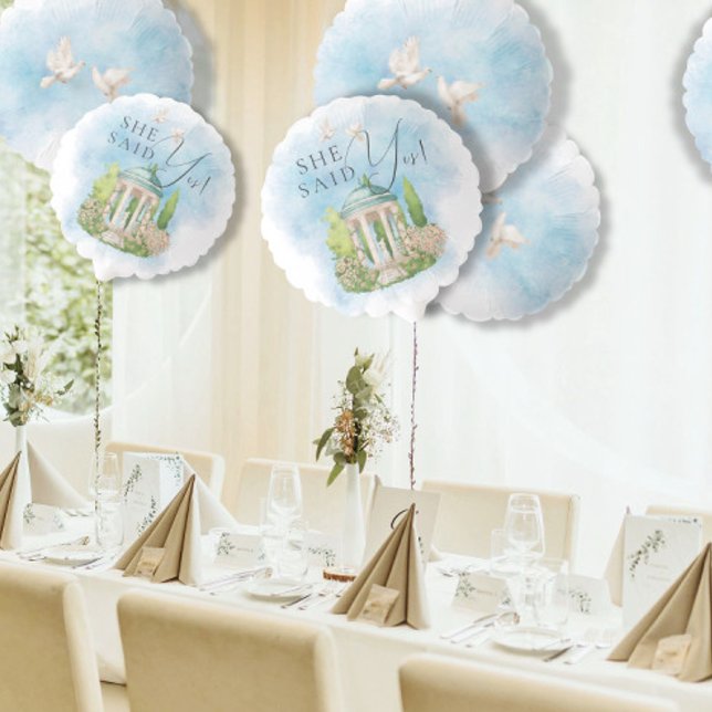 She Said Yes! Elegant Gazebo statue Wedding doves Balloon (Creator Uploaded)