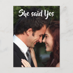 She said Yes Elegant Photo Save the Date Announcement Postcard