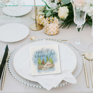 She Said Yes! Elegant Piano Violin doves flowers Napkins