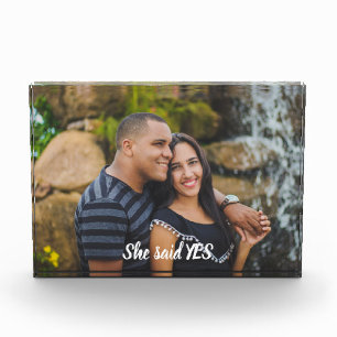 She Said YES Engaged Couples Photo Acrylic Award