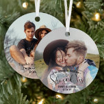 She Said Yes! Engagement 2 Sided Photo Christmas Metal Ornament<br><div class="desc">Celebrate a joyful Christmas proposal and engagement with a custom 2 photo round metal ornament. Pictures and all text on this template are simple to personalize, including wording that reads "He popped the question ... she said yes!" (IMAGE PLACEMENT TIP: An easy way to center a photo exactly how you...</div>