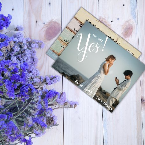 She Said Yes Engagement Announcement Postcard