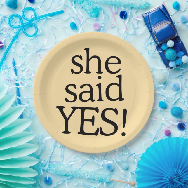 She Said Yes!!!!! | Engagement Celebration Design Paper Plates (Party)