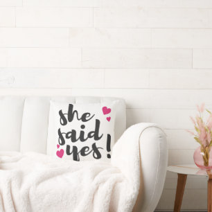 She Said Yes! Engagement Celebration – Romantic  Throw Pillow
