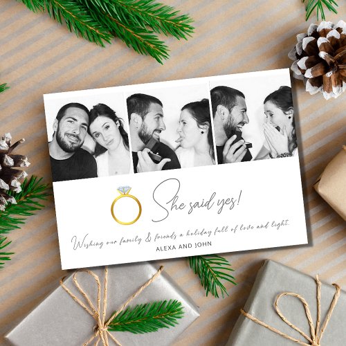 She Said Yes Engagement Christmas Card