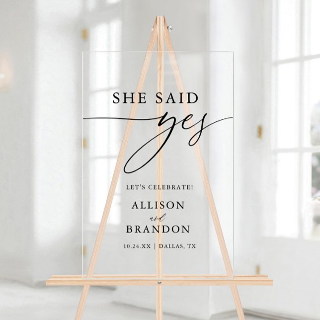 She Said Yes Engagement Party Acrylic Sign (Creator Uploaded)