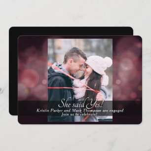 She Said Yes Engagement Party Burgundy Invitation
