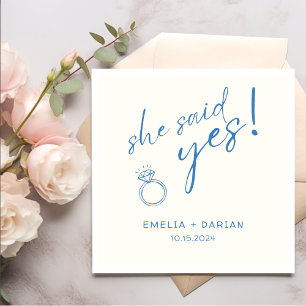 She Said Yes Engagement Party Dusty Black Napkins