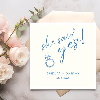 She Said Yes Engagement Party Dusty Black Napkins