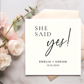 She Said Yes Engagement Party Dusty Black Napkins