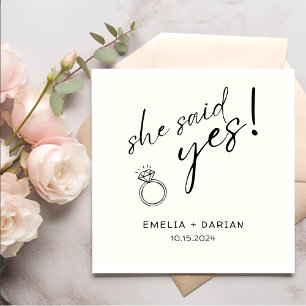 She Said Yes Engagement Party Dusty Black Napkins