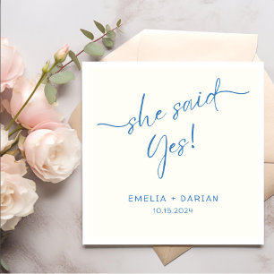 She Said Yes Engagement Party Dusty Blue Napkins