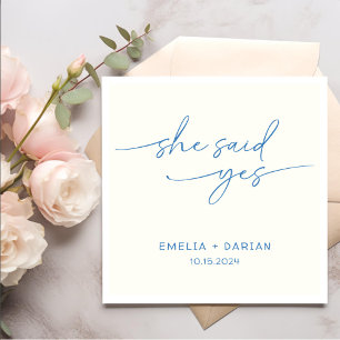 She Said Yes Engagement Party Dusty Blue Napkins