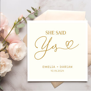 She Said Yes Engagement Party Dusty Yellow Napkins